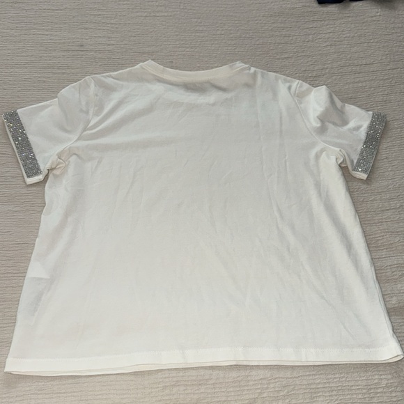 NWOT Zara  White TShirt with bling Women's Top size L - Picture 5 of 6